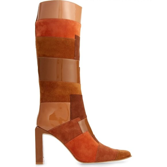 JEFFREY CAMPBELL Suede Lightspeed Patchwork Knee High Boots 7 NEW - Picture 3 of 14